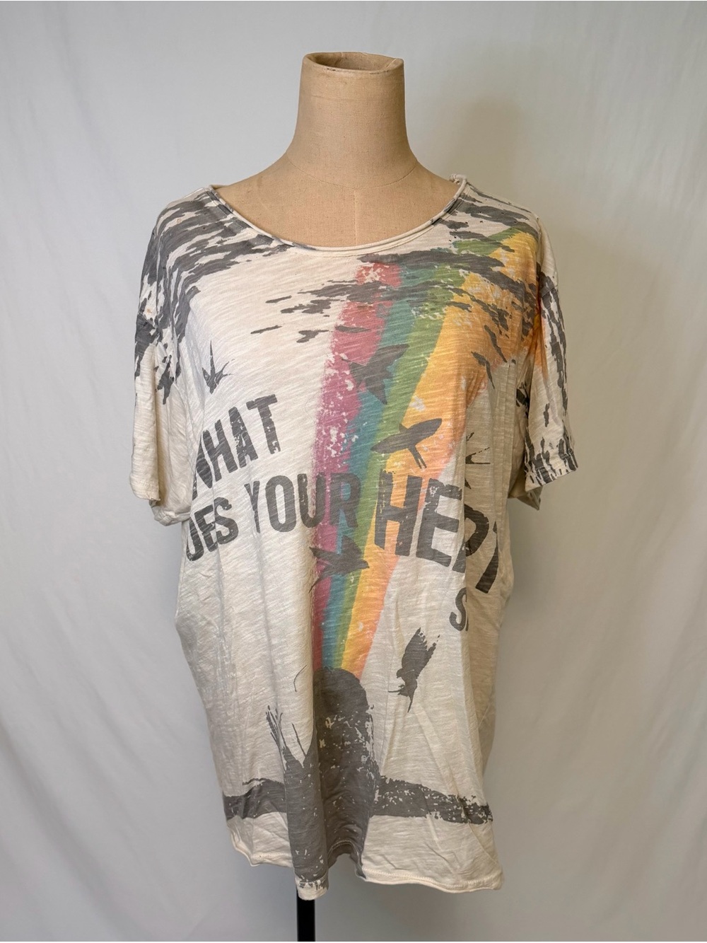Magnolia Pearl Cream Short-Sleeve Tee with Rainbow Graphic